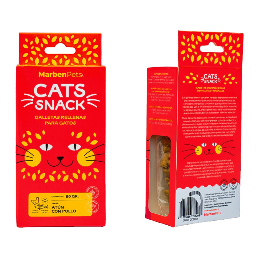 Cats snack galletas rellenas sabor atún con pollo, , large image number null